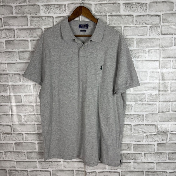 Polo Ralph Lauren Custom Slim Fit Heather Gray Collared Polo Shirt Mens 2XL - Picture 2 of 7